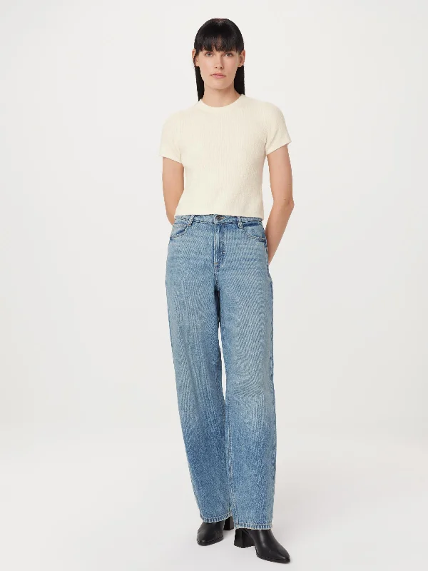 The Fuzzy Shrunken Sweater in White Sharp Women's Italian