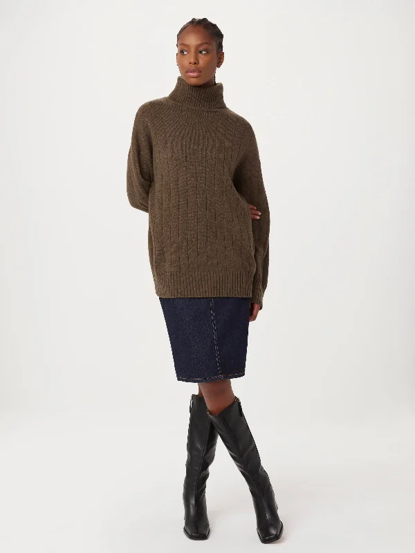 The Lambswool Turtleneck Sweater in Chocolate Brown Sleek Women's 