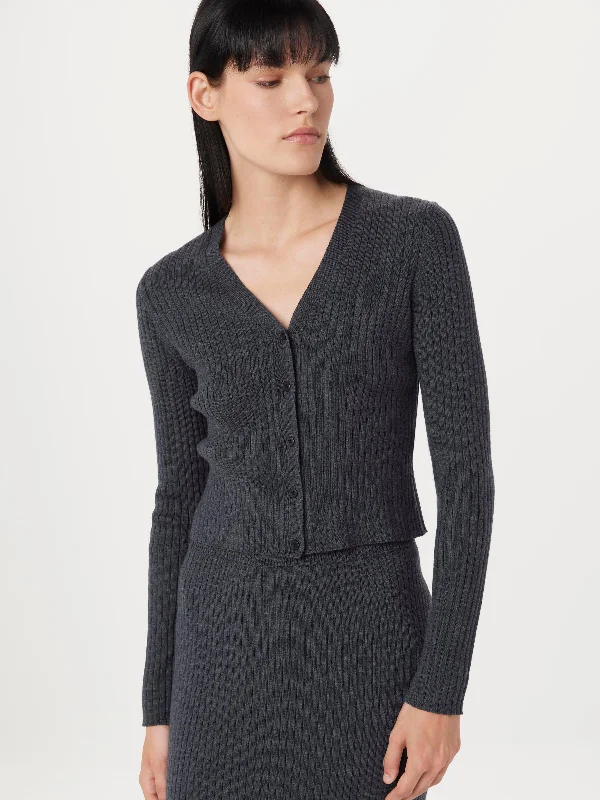 The Merino V-Neck Cardigan in Charcoal Grey Adventure