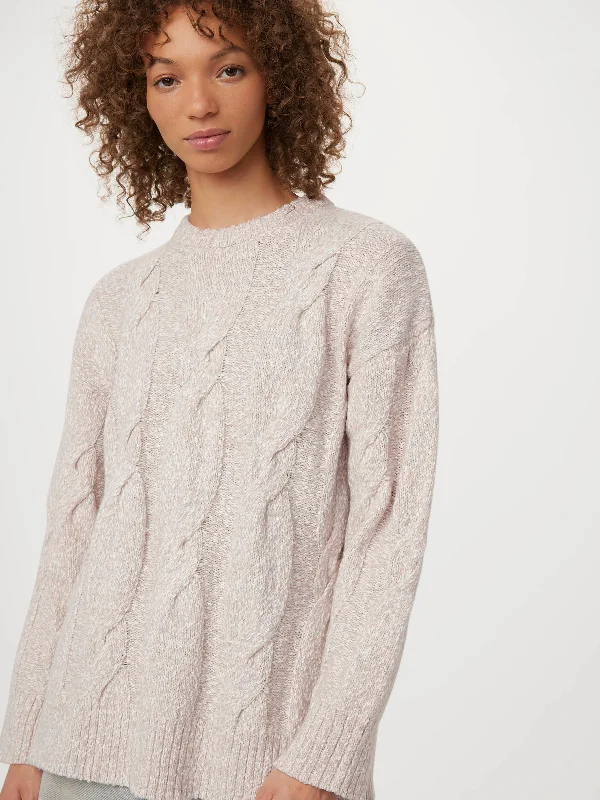 The Cable Knit Sweater in White Youthful Women's Pop