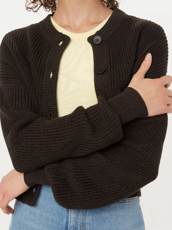 The SeaCell™ Crewneck Cardigan in Dark Chocolate Confident Women's Power