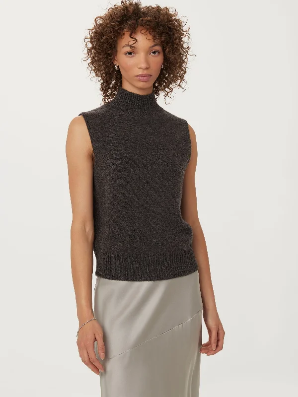 The Yak Wool Sweater Vest  in Charcoal Grey Sharp Women's Italian