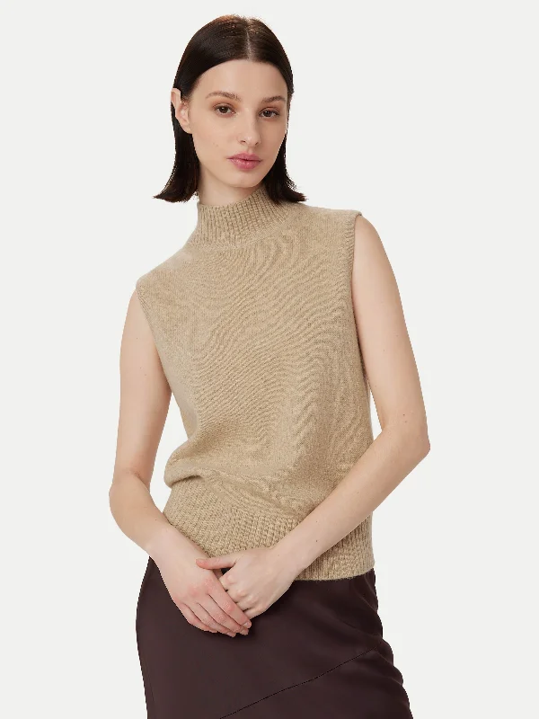 The Yak Wool Sweater Vest  in Light Beige Feminine Women's Style 