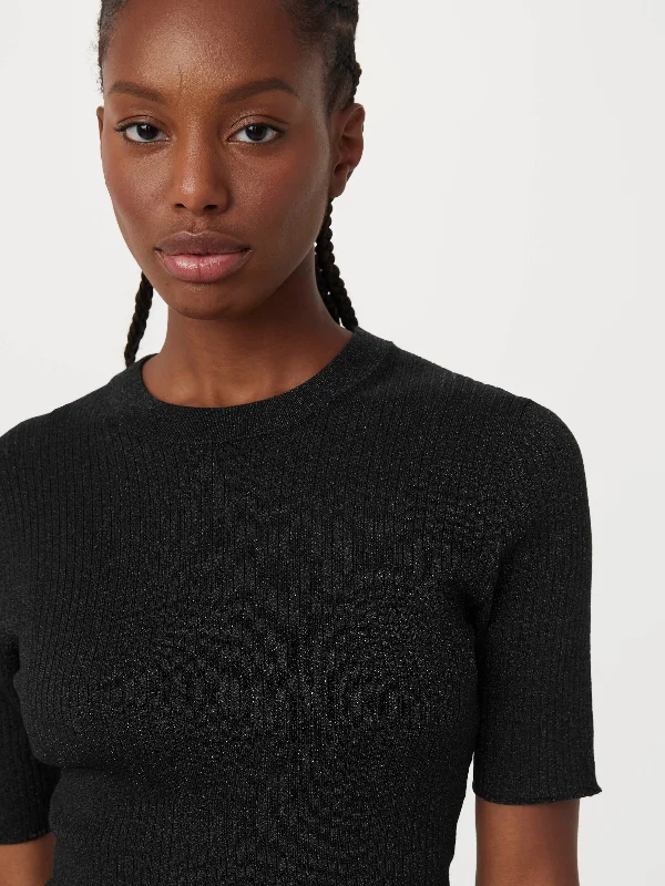 The Elbow Sleeve Sparkly Sweater  in Black Sharp Women's Italian