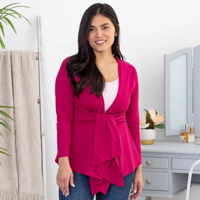 Bright Organic Drape Tie Cardigan Minimalist Women's Casual