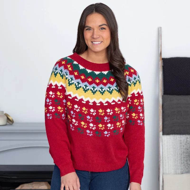 Nordic Paw Print Knitted Sweater Cozy Women's Winter