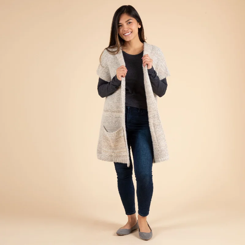 Soft Knit Short Sleeve Hooded Cardigan Relaxed Women's Beachy