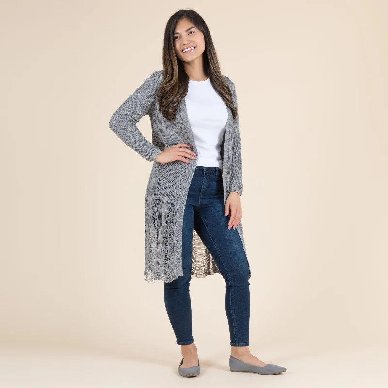 Distressed Long Cardigan Unique Women's Upcycled