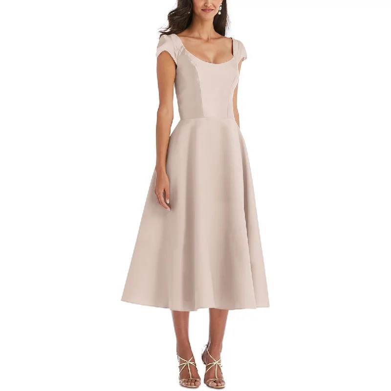 Alfred Sung Womens Satin Midi Cocktail and Party Dress Unique Women's Upcycled
