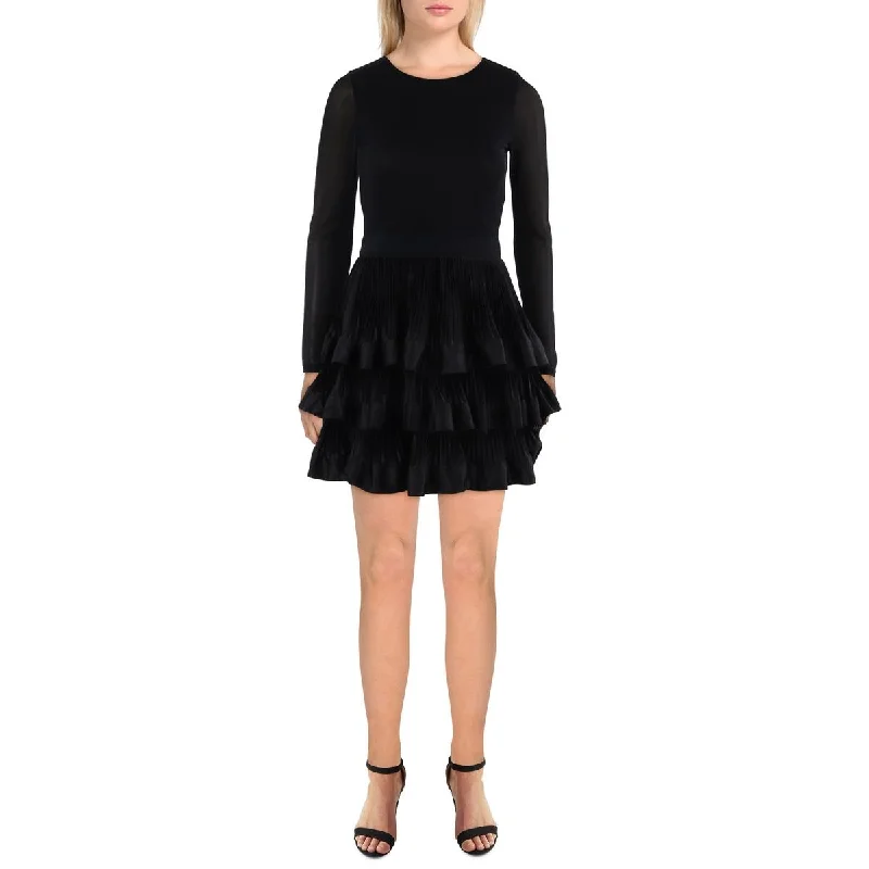 Alice and Olivia Womens Chara Shutter Pleat Tiered Cocktail And Party Dress Cashmere Alice and Olivia Womens Chara Shutter Pleat Tiered Cocktail And Party Dress Cashmere