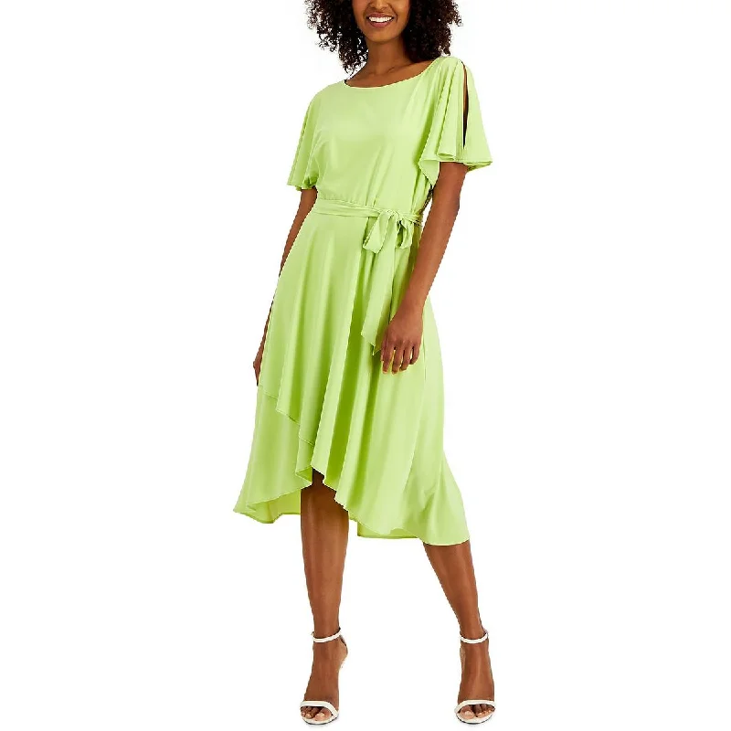 Anne Klein Womens Flutter Sleeve A-Line Cocktail and Party Dress Compression