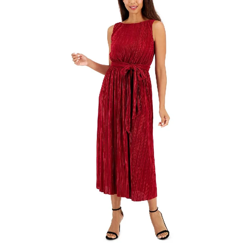 Anne Klein Womens Shutter Pleat Midi Cocktail And Party Dress Women