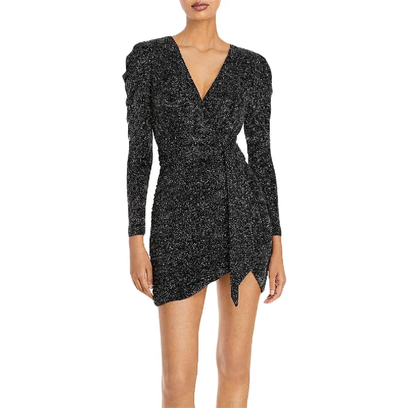 Aqua Womens Metallic Nylon Cocktail and Party Dress Cool Women's Skate