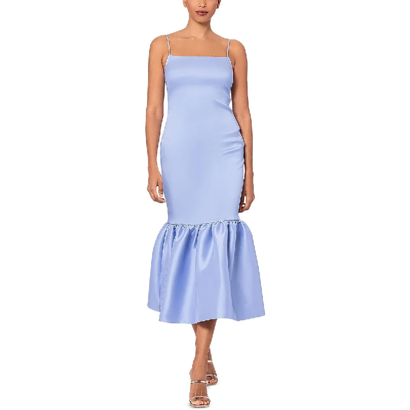 Aqua Womens Flounce Hem Midi Cocktail And Party Dress Sophisticated Women's 