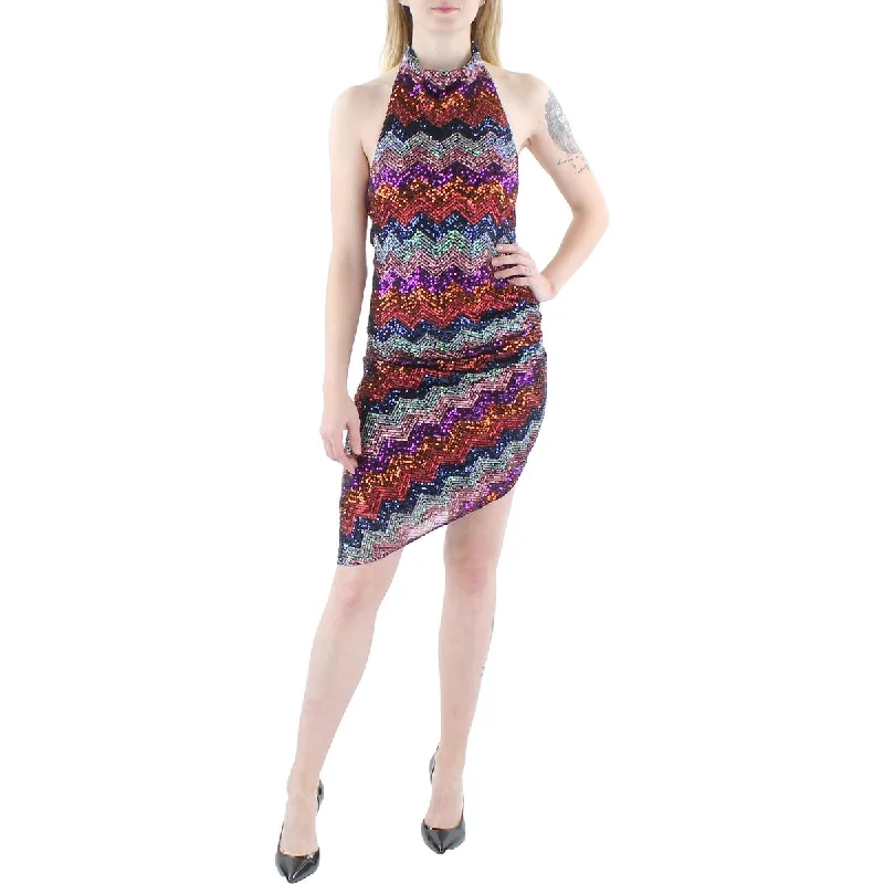 Aqua Womens Fuji Halter Mini Cocktail and Party Dress French