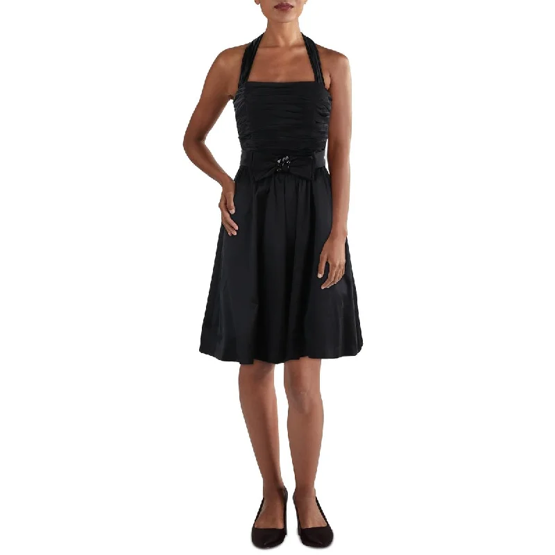 Aqua Womens Satin Halter Cocktail And Party Dress Artistic Women's Avant - 