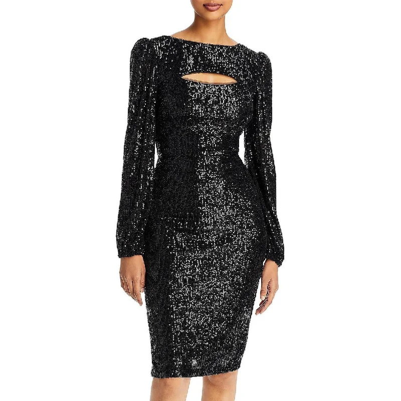 Aqua Womens Sequined Cut-Out Cocktail and Party Dress Youthful Women's Pop