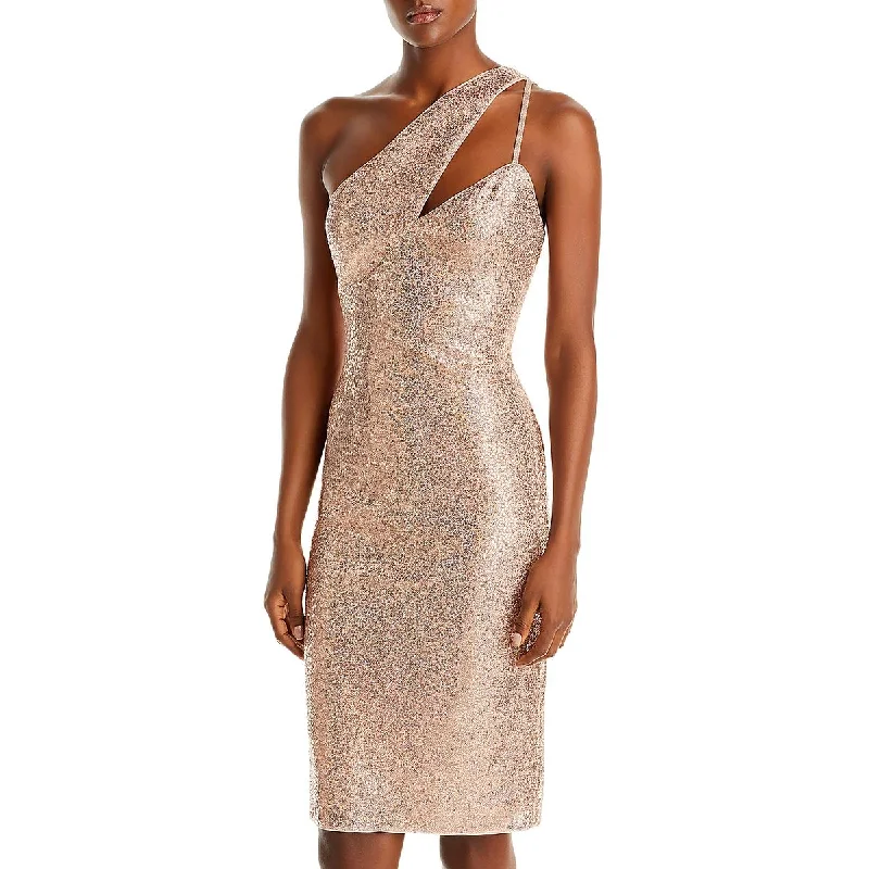 Aqua Womens Sequined Mini Cocktail And Party Dress Monochromatic All - in - one
