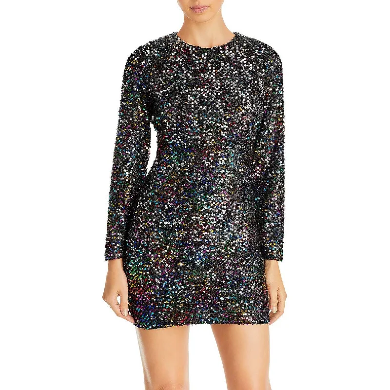 Aqua Womens Sequined Mini Cocktail and Party Dress Modern Women's 