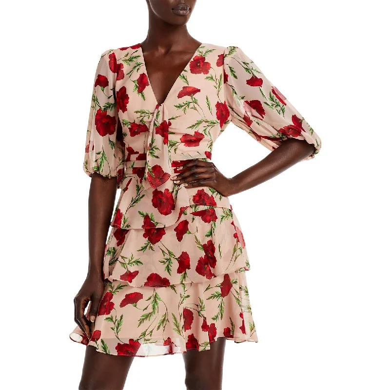 Aqua Womens Sheer Mini Cocktail and Party Dress Hip Women's Urban
