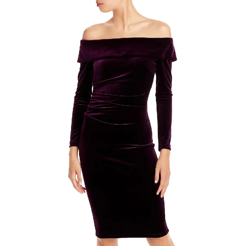 Aqua Womens Velvet Off-The-Shoulder Cocktail and Party Dress Tough Women's Military - inspired