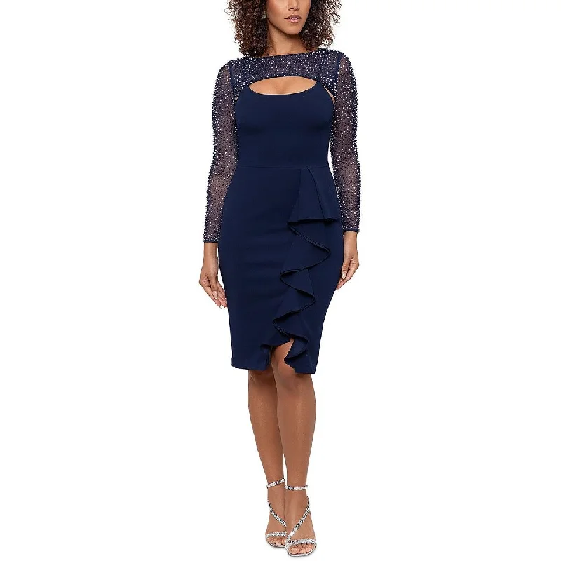 B&A by Betsy and Adam Womens Embellished Knee-Length Cocktail and Party Dress Geometric