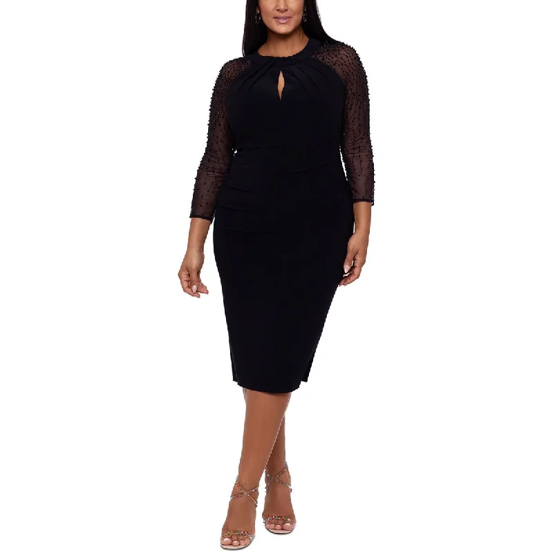 B&A by Betsy and Adam Womens Plus Beaded Pleated Cocktail And Party Dress Earthy Women's Hemp - based