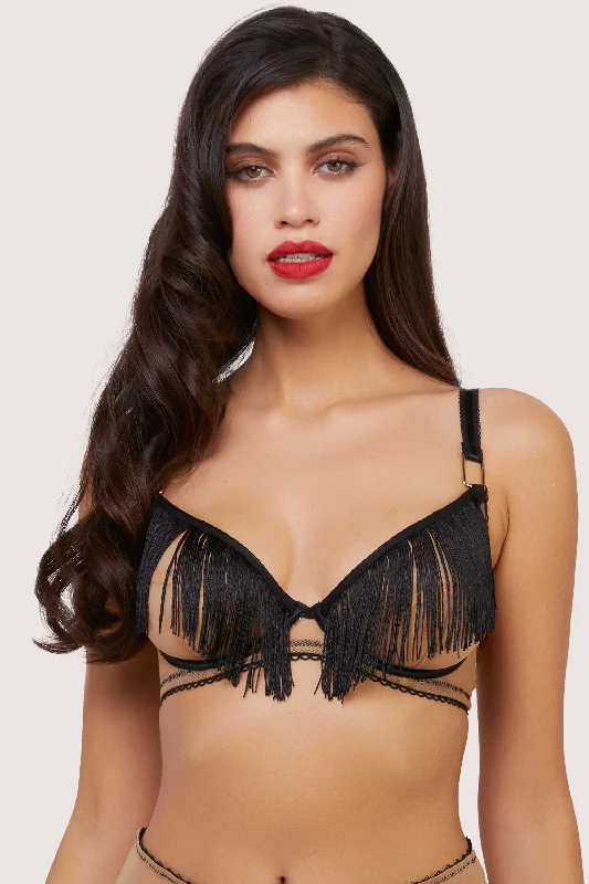 Esme Illusion Net and Fringe Push Up Plunge Bra Bohemian Women's Free