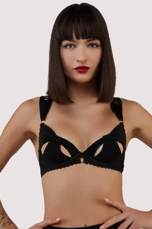 Anita Black Mesh Cut Out Bow Bra French