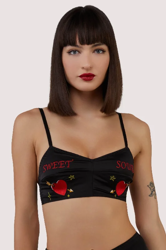 Clara Black Sweet And Sour Retro Embroidery Bralette Scandinavian