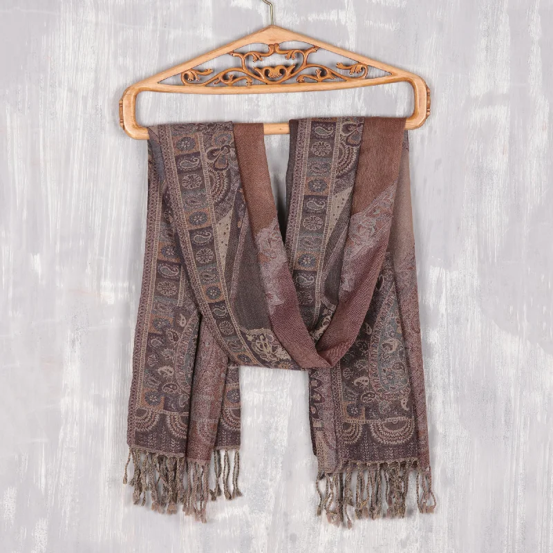 Blissful Garden Paisley Jamawar Wool Shawl Woven in India European