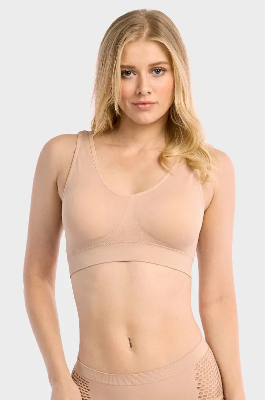 SOFRA LADIES SEAMLESS SPORTS BRA (BR0124SP9) Classic Women's Pin - striped