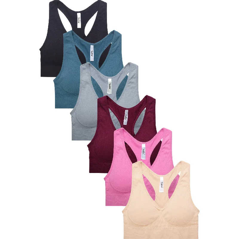 SOFRA LADIES SEAMLESS RACERBACK SPORTS BRA (BR0136SP4) Cool Women's Distressed