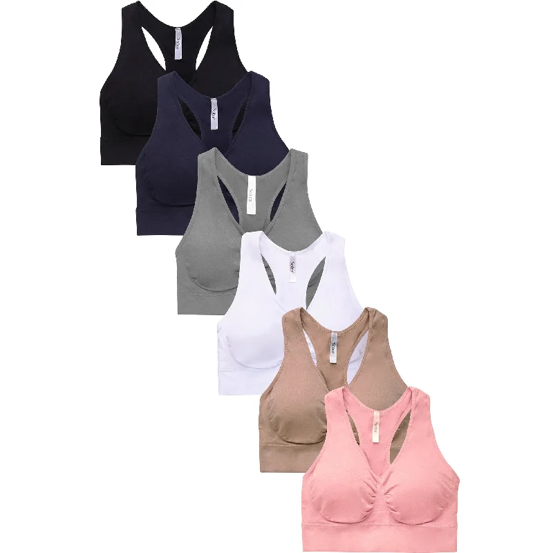 SOFRA LADIES SEAMLESS RACERBACK SPORTS BRA (BR0136SP6) Artistic Women's Hand - painted