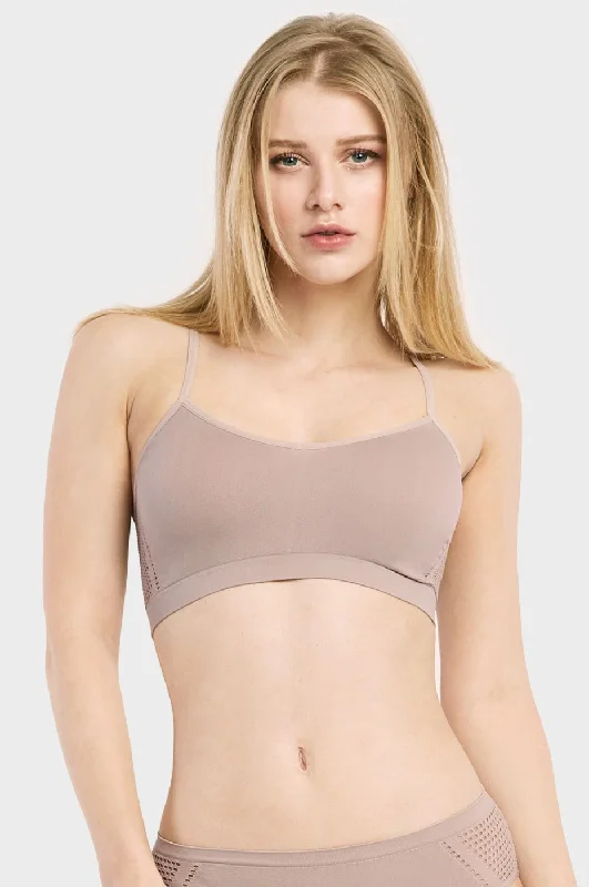 SOFRA LADIES SEAMLESS RACERBACK BRALETTE, MESH AT SIDES (BR0261S) Sophisticated Women's Tailored