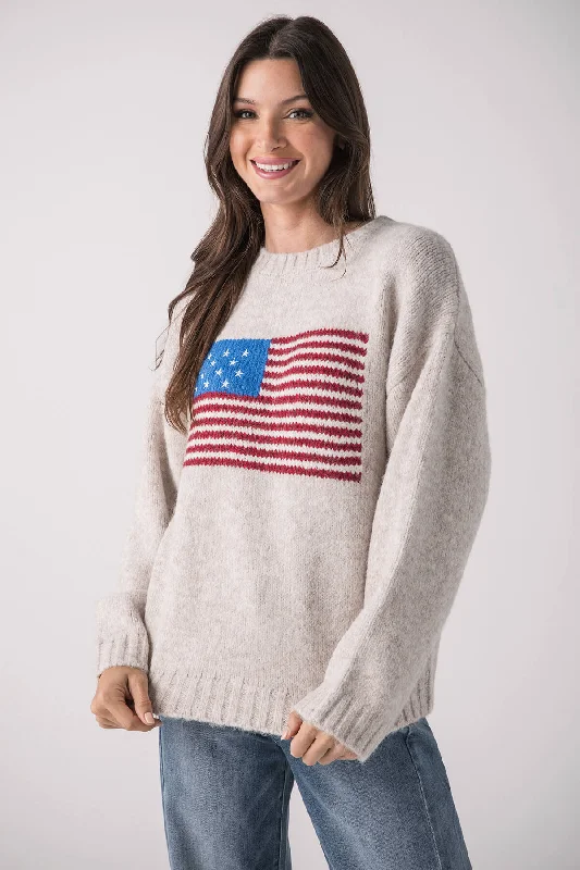 By Together American Flag Crewneck Elegant Women's 