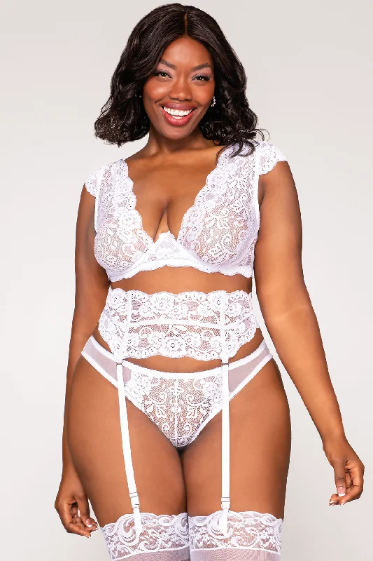 Cap Sleeve Bra & Garter Set Bohemian Women's Free
