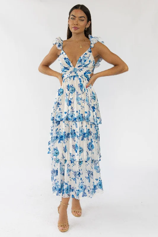 Carmen Blue Floral Maxi Dress - Final Sale performance