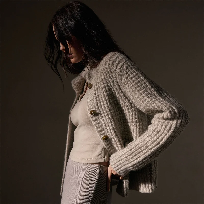 Cashmere Chunky Waffle Cardigan - Hazel Sophisticated Women's Tailored
