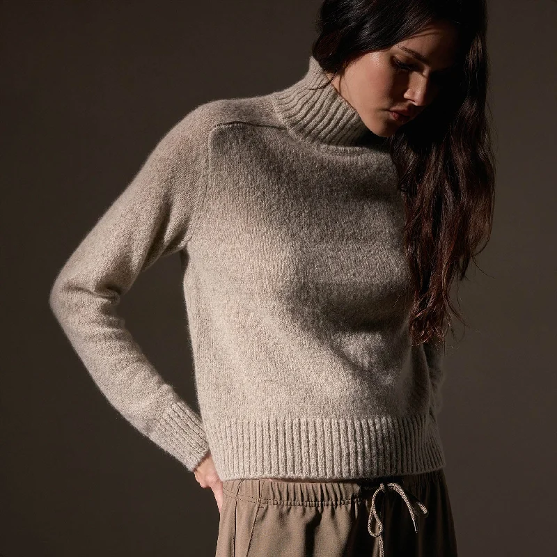 Cashmere Funnel Neck Sweater - Hazel Sleek Women's Metallic