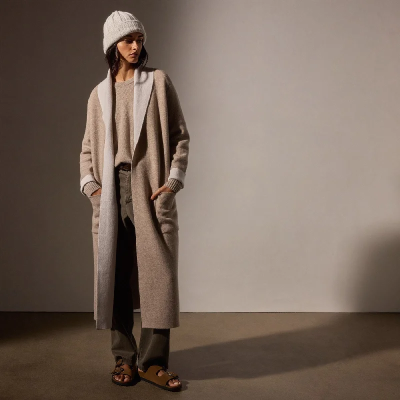 Cashmere Shawl Collar Coat - Coyote/Pearl Classic Women's Tweed