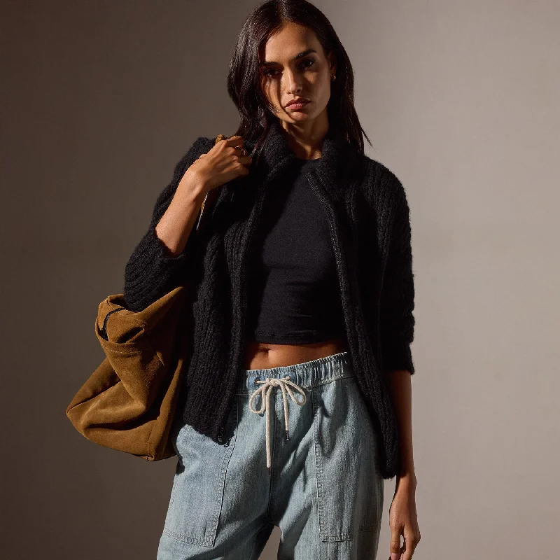 Cloud Knit Cardigan - Black performance