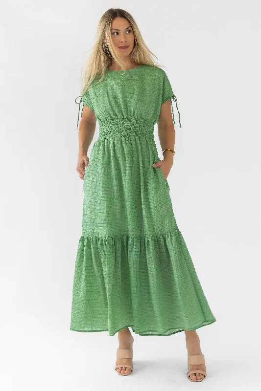 Delia Green Textured Maxi Dress - Final Sale Athletic Women's 