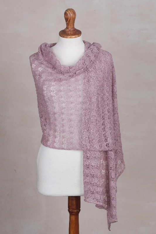 Dreamy Texture in Blush Textured 100% Baby Alpaca Shawl in Blush from Peru Refined Women's Classic Dreamy Texture in Blush Textured 100% Baby Alpaca Shawl in Blush from Peru Refined Women's Classic