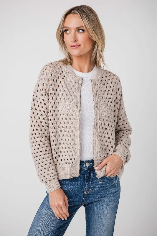 Elan Crochet Zip Up Cardigan Modern Women's 