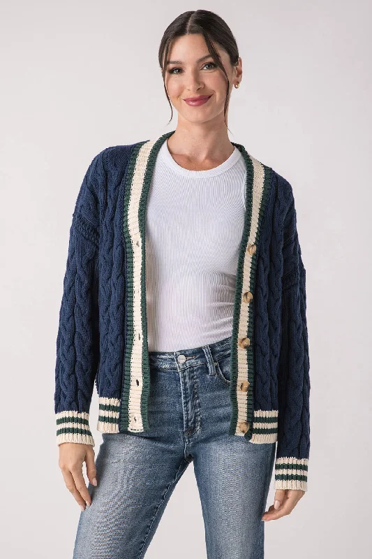 En Saison Spencer Cable Knit Cardigan Tough Women's Military - inspired