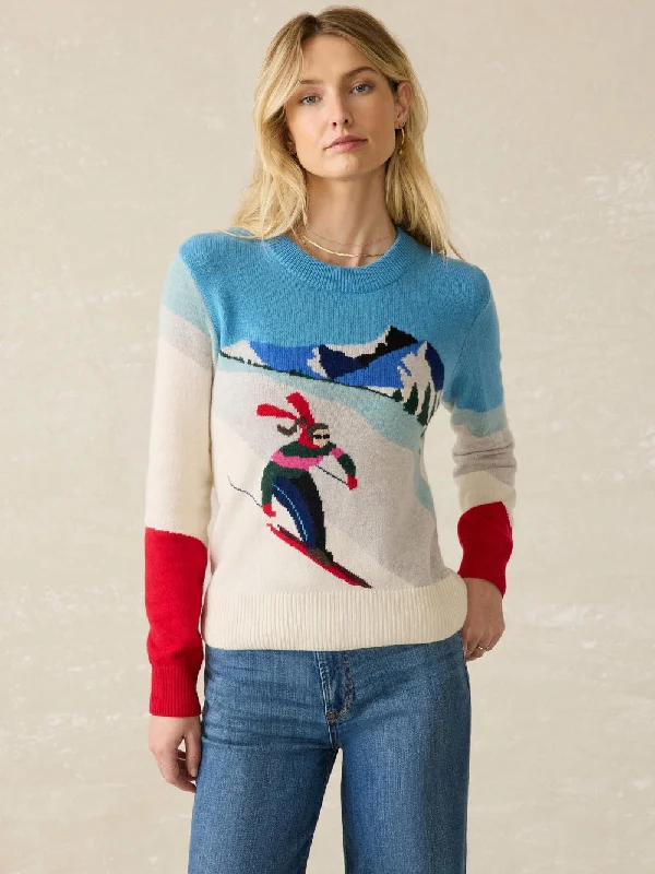 Faherty Mountain Coaster Crew Sweater Classic Women's Pin - striped
