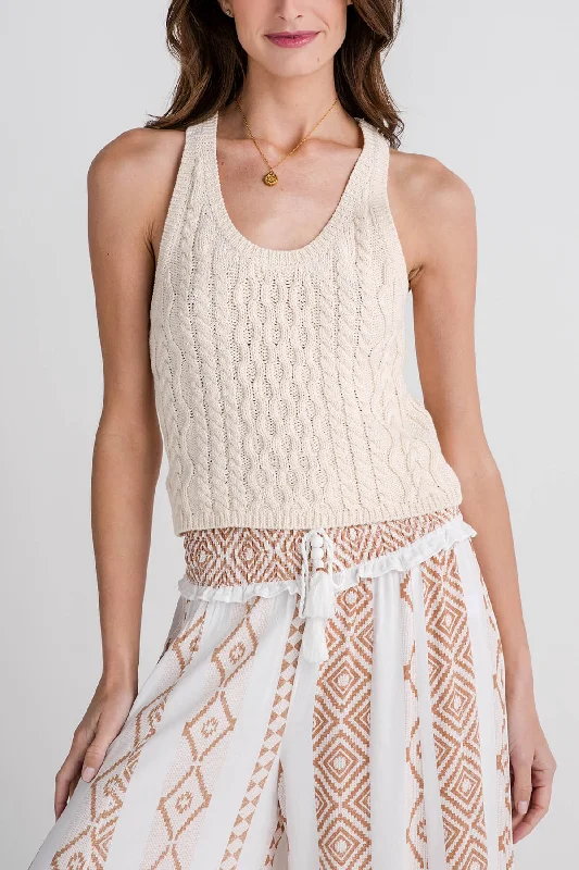 Free People High Tide Cable Tank Preppy Women's College