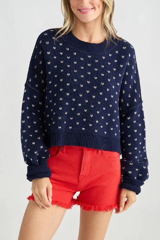 Free People Pattern Easy Steet Crop Pullover Monochromatic Office Style