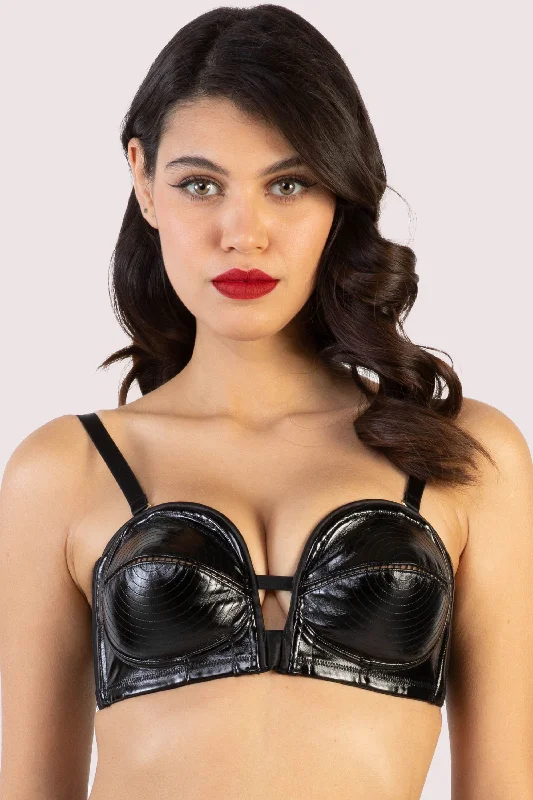 Genevieve Black PVC Overwire Bra Bohemian Women's Free